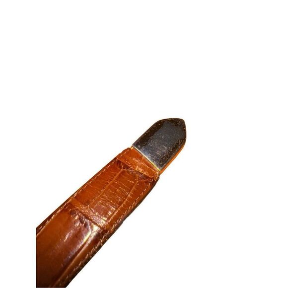 Brighton Cogniac Brown Full Grain Croc Embossed Leather Western Belt 38 - Picture 6 of 7